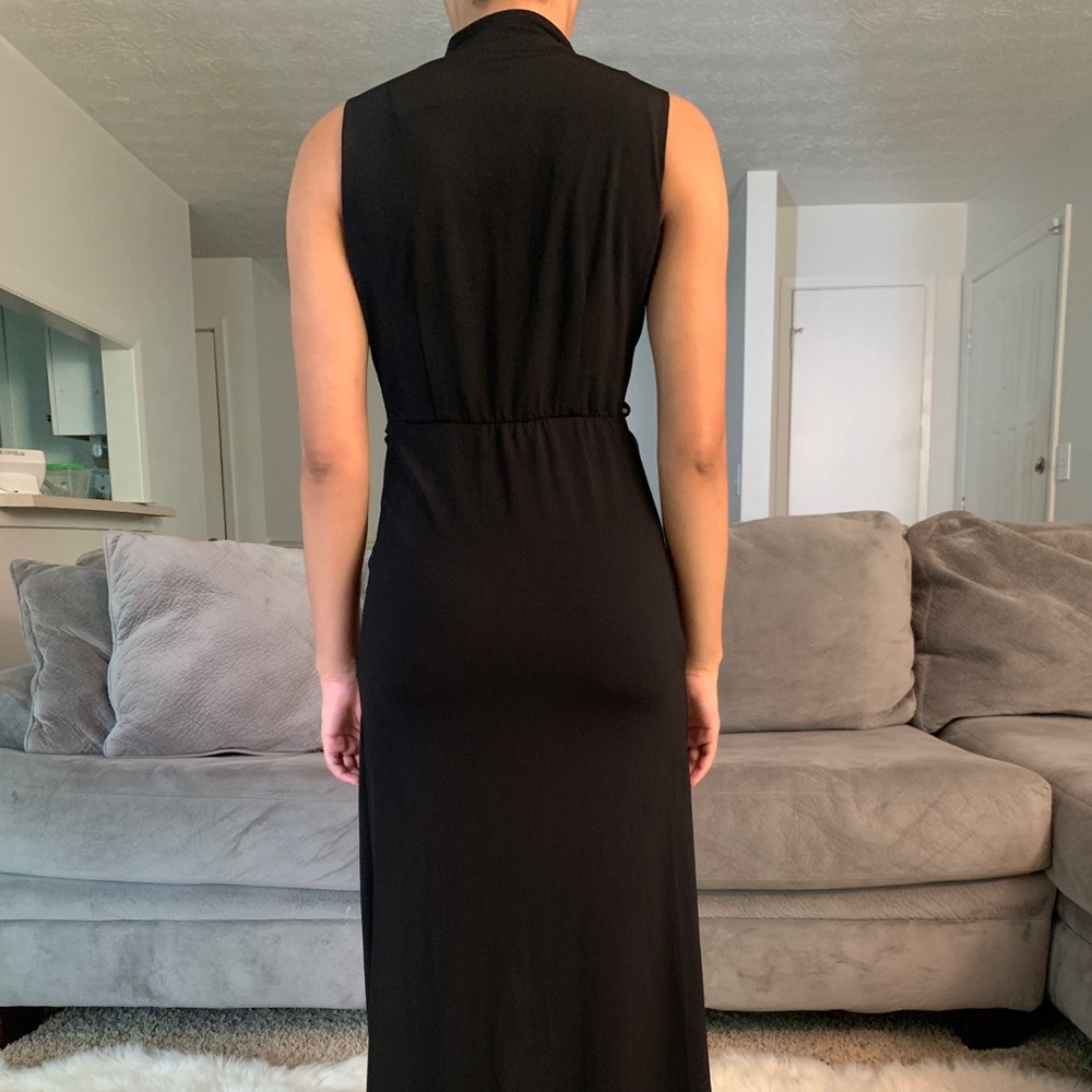 Garcia High Low High Collared Tie Knot Black Dress